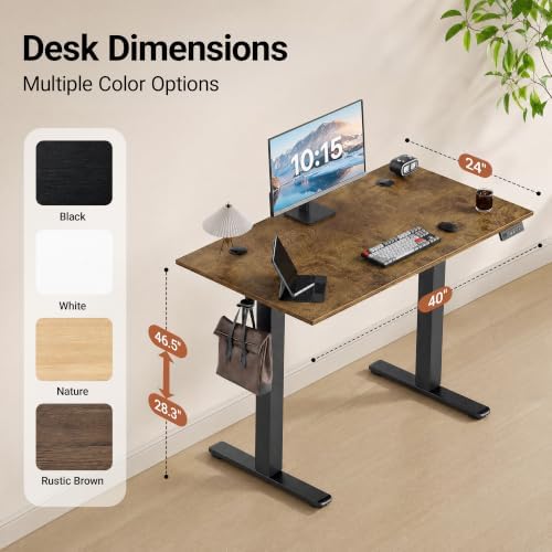 Claiks 40 x 24 Inch Rustic Brown Electric Standing Desk - Image 3