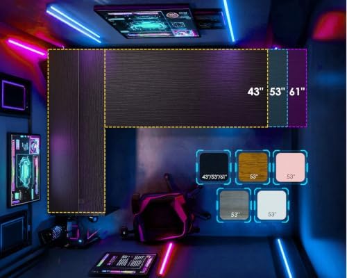 AODK L Shaped Desk Gaming Desk with LED Light & Power Outlet - Image 6