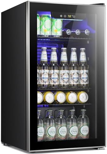 Antarctic Star Beverage Refrigerator -120 Can Mini Fridge for Soda Beer or Wine,Small Drink Dispenser, For Office or Bar with Adjustable Removable Shelves，Convertible Door ，3.1 Cu.Ft by AntarcticStar