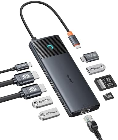 Baseus Docking Station Dual Monitor 10Gbps 10 in 1 USB C Hub with 2 HDMI by Baseus