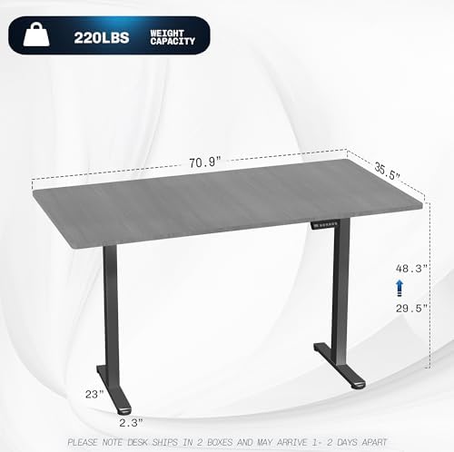 VIVO Dark Gray 71 x 36 in Standing Desk, DESK-KIT-E2B7G-36 - Image 3