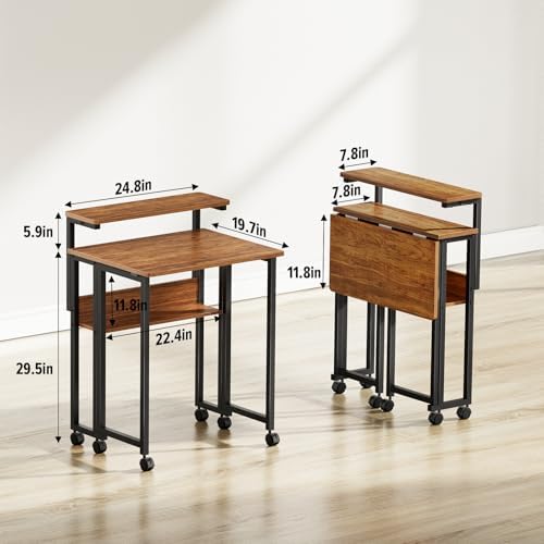 GreenForest Folding Desk with Adjustable Monitor Stand, 24.8 in Small Desk - Image 3