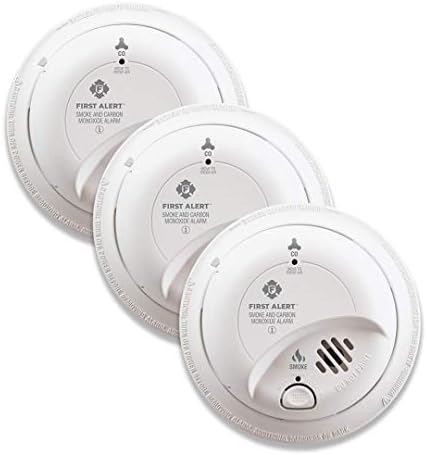FIRST ALERT BRK SC9120B-3 Hardwired Smoke and Carbon Monoxide (CO) Detector with Battery Backup, White, Pack of 3 by FirstAlert
