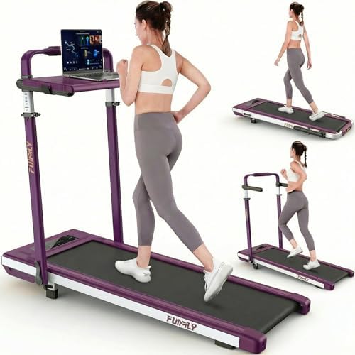 Walking Pad Treadmill with Desk Workstation, 15% Incline Treadmill with Handle Bar, Foldable Treadmills Under Desk for Home/Office, 400 lbs+ Capacity, Adjustable Height, Removable Desk, 3.5HP Motor by FUNMILYSportsFitnessCardioTraining
