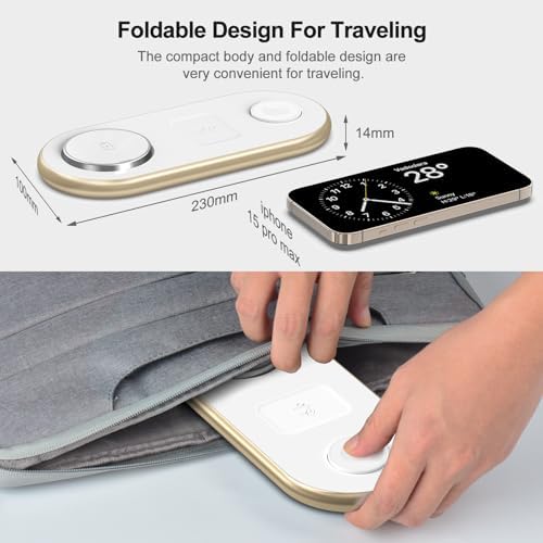 Magnetic Charging Station, 3 in 1 Faster Mag-Safe Wireless Charger Stand, Wireless Charging Pad for Apple Devices, iPhone 17/16/15/14/13/12 Series, iWatch Series, AirPods (Golden) - Image 5