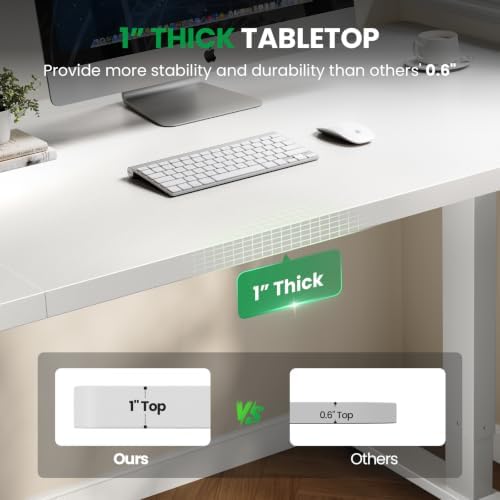 White 71x30 in Electric Standing Desk, 1 Inch Thick Tabletop - Image 3