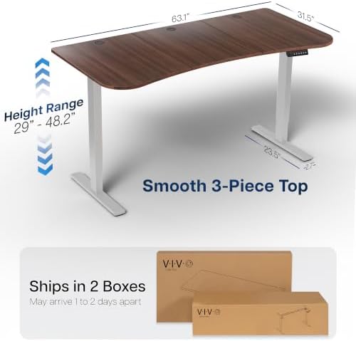 VIVO Dark Walnut 63 x 32 in Standing Desk, DESK-KIT-1G1D - Image 3