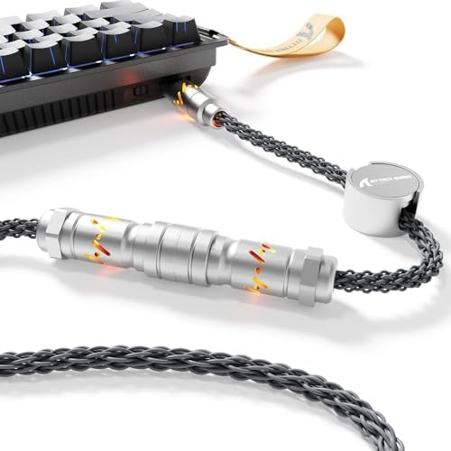 ATTACK SHARK C07 Custom Braided Aviator Cable with Light Up RGB-Gray by ATTACKSHARK
