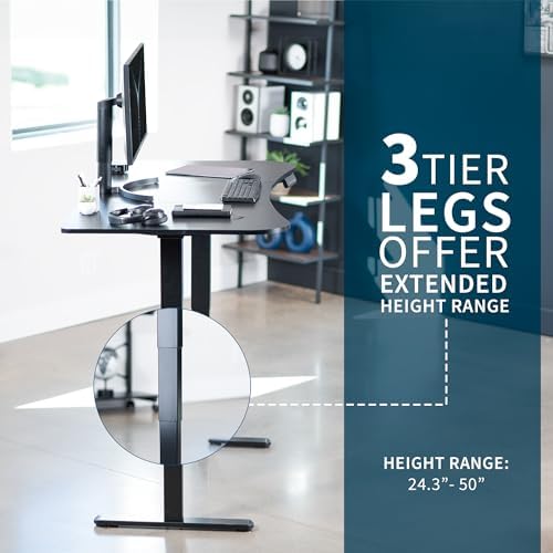 VIVO Black Carbon Fiber 63 x 32 in Standing Desk, DESK-KIT-2B1R - Image 6