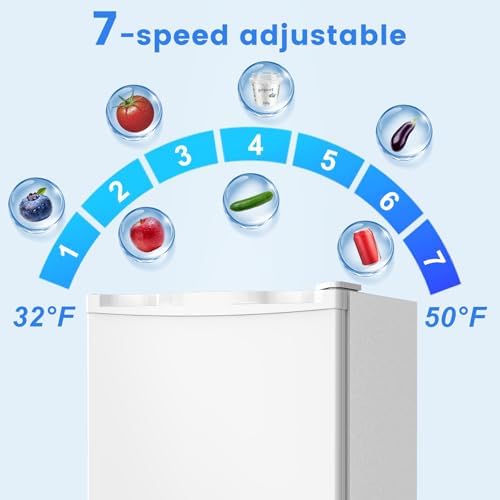 Antarctic Star Mini Fridge, Rated 1.6 cu.ft, Small Upright Refrigerator with Removable Shelves, 7 Adjustable Thermostat, Low Noise for Bedroom/Apartment/Office,White - Image 3