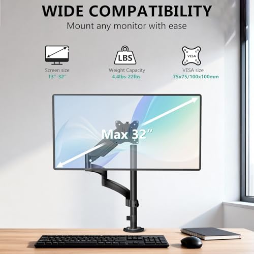 WALI Extra Long Single Monitor Arm for 13-32 inch Screens, up to 19.8 lbs - Image 4