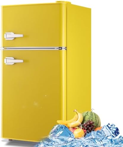 WANAI 3.5 Cu.Ft Retro Mini Fridge with Handle Compact Refrigerator Yellow by WANAI%C2%AE