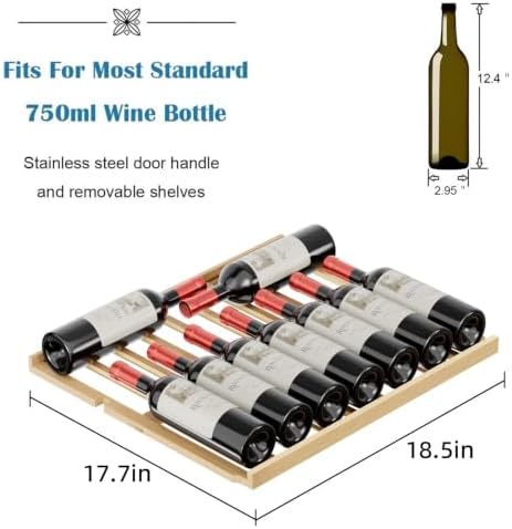 Antarctic Star 24 Inch Wine Fridge Cooler, 52 Bottle Wine Cooler Refrigerator. 39-64°F Dual Zone Wine Refrigerator Glass Door, Built in or Freestanding Under Counter Fridge for Home Bar Office - Image 5