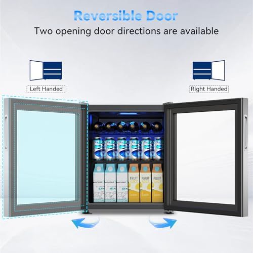 Velivi Mini Fridge with Glass Door-Small Fridge Desk Beverage Cooler for Beer Drinks 1.4 Cu.Ft Countertop Beverage Fridge with Adjustable Shelves, Led Light for Bedroom/Office/Dorm - Image 2