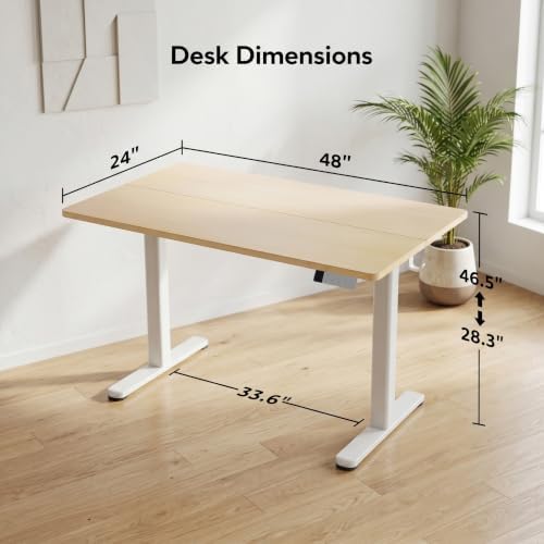 Claiks Electric Standing Desk 48x24 Inch Adjustable Desk, Nature - Image 3
