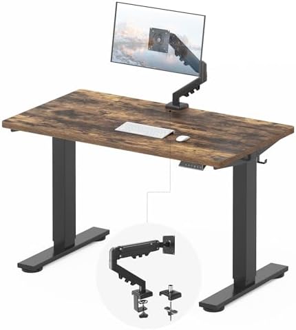FLEXISPOT EN2 48"x24" Standing Desk Bundle with Monitor Mount, Rustic Brown by Unknown