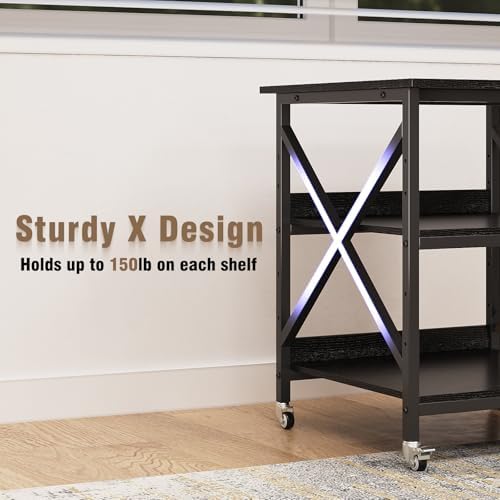 VENNQD 23.6 x 23.6 x 30.3 Inches Printer Stand, Large Printer Table with Adjustable Middle Shelf, Rolling Printer Cart with Wheels, 3 Tier Printer Table for Home Office Living Room Scanner Fax, Black - Image 6