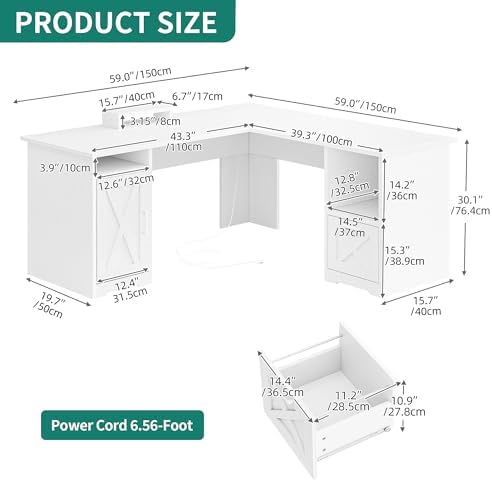 YITAHOME L Shaped Desk with Power Outlets - Image 3