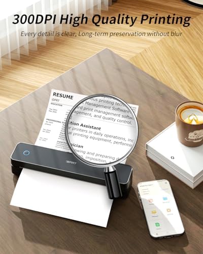 iDPRT Portable Thermal Printer, MT610 Pro Wireless for Travel, 300 DPI Bluetooth Inkless Printer Support 8.5" X 11" US Letter&A4&A5 Thermal Paper for Home, Compatible with iOS, Android, Laptop, Black - Image 3