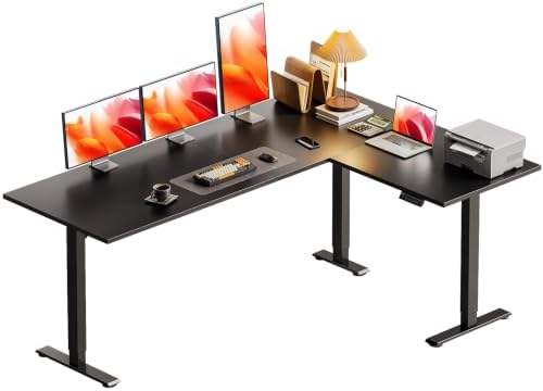 Casaottima 63 Inch L Shaped Electric Standing Desk, Home Office, Black by Casaottima