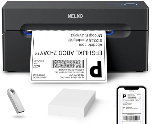 Nelko Bluetooth Thermal Shipping Label Printer, 4x6 Thermal Label Printer by NELKO