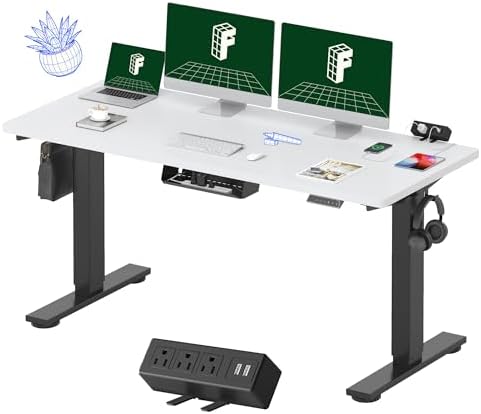 FLEXISPOT EN2 60"x24" Standing Desk with Power Strip Bundle, White by Unknown