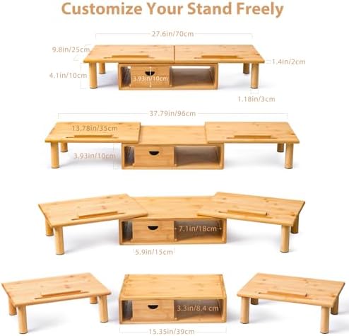 Dual Monitor Stand Riser with Drawer for Desk Laptop - Image 3