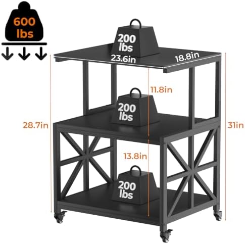 GreenForest Large Printer Stand with Wheels, 23.6"x18.9" Printer Table - Image 2