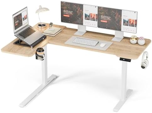 Acrolix L Shaped Electric Standing Desk,59x40 Reversible,Oak by Acrolix