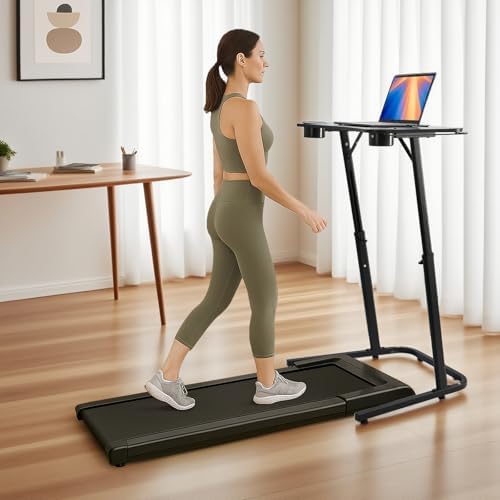 Treadmill Desk, Small Standing Desk for Walking Pad, 30-47 Inch Adjustable Height Walking Pad Stand for Treadmill, Portable Standing Table for Bike and Home Office Work - Black - Image 2