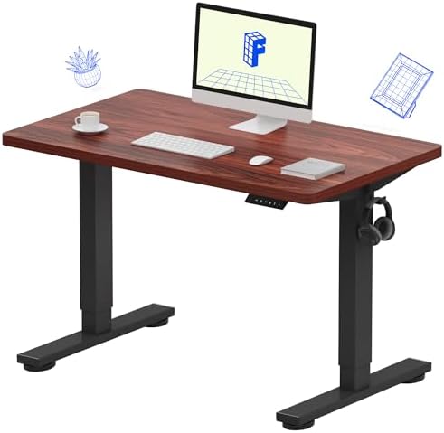 FLEXISPOT EN1 One-Piece Standing Desk, Electric Adjustable with 4 Memory Presets, 176 LBS Capacity, Stable & Quiet, Seamless Desktop for Home Office & Dual Monitors, 40"x24" Mahogany by Unknown