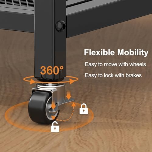 niffgaff Mobile Printer Stand with Large Desktop - 3 Tier Shelf, 24.4 Inch Height, Wooden Organizer for Home&Office, Black - Image 5