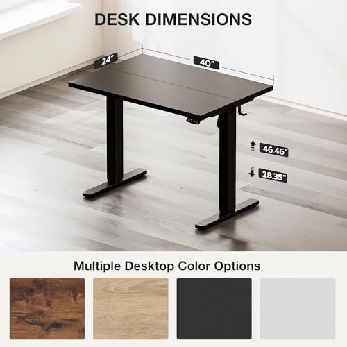 Acrolix 40x24 Electric Standing Desk with Cable Net, Black - Image 3