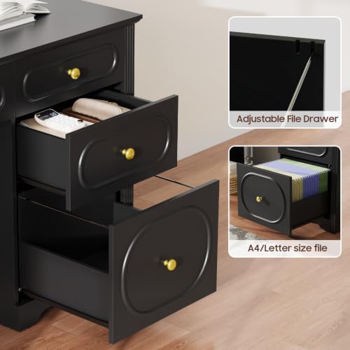 Vabches Executive Desk 47" with 3 Storage Drawers & A File Drawer, Black - Image 5