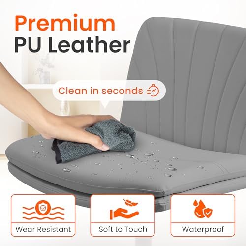 Orange Factory Criss Cross Chair, Wide Leather Vanity Desk Seat, Grey Pu - Image 5