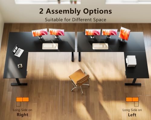 Casaottima 71 Inch L Shaped Electric Standing Desk, Home Office, Black - Image 5