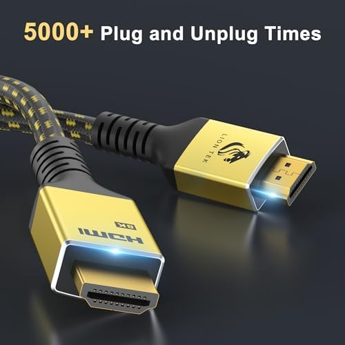 LIONWEI 8K Certified HDMI Cable 3.9FT/1M, HDMI 2.1 Cable 8K@60Hz 4K@120Hz, 48Gbps Ultra High Speed HDMI Cord, HDCP 2.2&2.3, DTS:X, Dynamic HDR, eARC, Compatible with Roku TV/HDTV/PS5 - Image 4