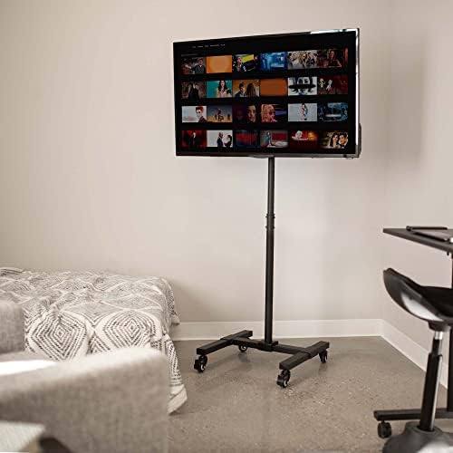 VIVO Black Rolling TV Cart w/Wheels for 13 to 50 inch Screens, STAND-TV07W - Image 2
