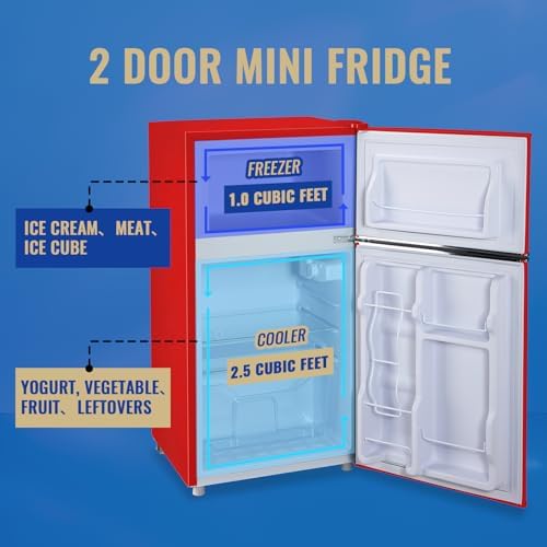 3.5 Cu.ft Refrigerator with Freezer Double Door Retro Fridge - Image 6