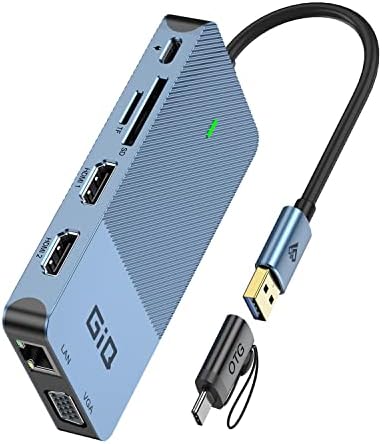 USB 3.0 Docking Station Dual Monitor,2*HDMI HUB Displaylink Dock for Laptop by GIQ