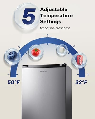 Upstreman 3.2 Cu.Ft Mini Fridge with Freezer, Stainless Steel-SR321 - Image 3
