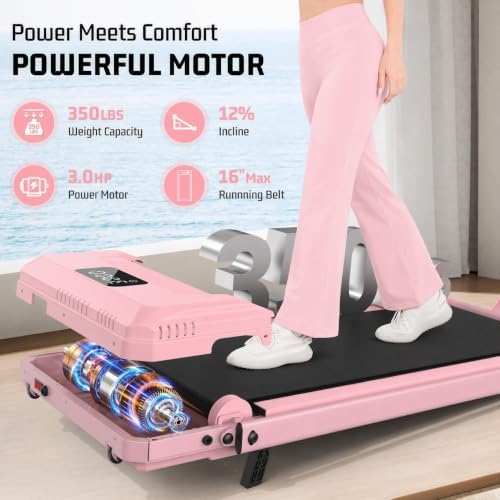 FUNMILY Upgrade Walking Pad Folding Treadmill with 12%/15% Incline & Handle Bar, 3.5HP Foldable Under Desk Compact Treadmills for Home/Office/Gym, 400+lb Capacity, Shock Absorption - Image 6