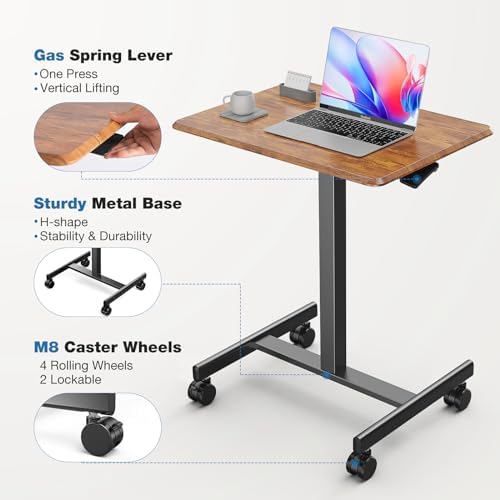 Mobile Rolling Desk, Small Standing Desk with Wheels - Image 5