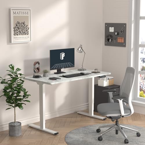 FLEXISPOT E6 3-Stage Dual Motor Electric Standing Desk 48 x 30 Sit Stand Up Desk, Holds 220 lbs, Adjustable Height w/Memory Presets, One-Piece Marble Grey Desktop & White Frame, Ships in 2 Boxes - Image 2