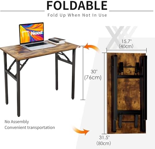 Need Small Computer Desk 31.5 Inch Folding Home Office Table Retro - Image 3