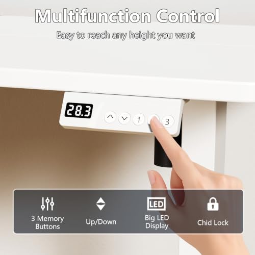 32" Electric Standing Desk, Small Desk 3 Adjustable Height White - Image 5