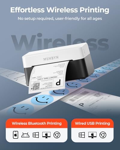 MUNBYN Bluetooth Thermal Label Printer, Wireless 4x6 Shipping Label Printer - Image 2
