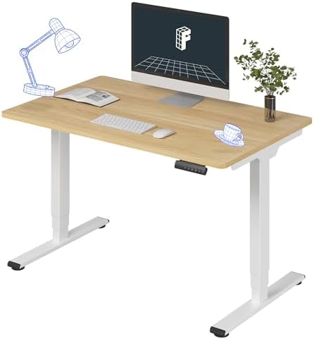 FLEXISPOT E6 3-Stage Dual Motor Electric Standing Desk 48 x 30 Sit Stand Up Desk, Holds 220 lbs, Adjustable Height w/Memory Presets, One-Piece Maple Desktop & White Frame, Ships in 2 Boxes by Unknown
