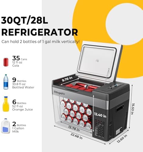 BougeRV 12v refrigerator 30 Quart, -8℉~50℉ Portable Freezer for Car, Black - Image 4