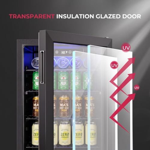 Icyglee 2.7 Cu.Ft Beverage Refrigerator Cooler, 100 Can Mini Fridge, Black - Image 5